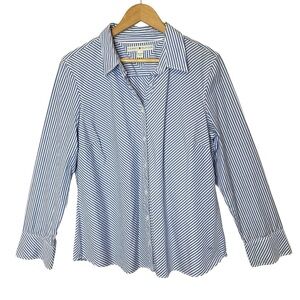 TOMMY HILFIGER Blue & White Pinstripe Button-Down Dress Shirt, XL